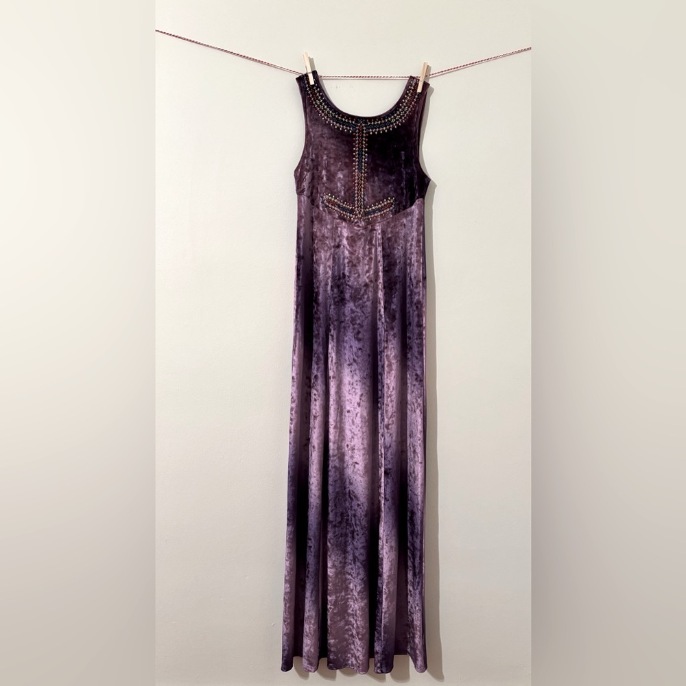 ✨Retro✨ Free People Embroidered Velvet Maxi Dress
